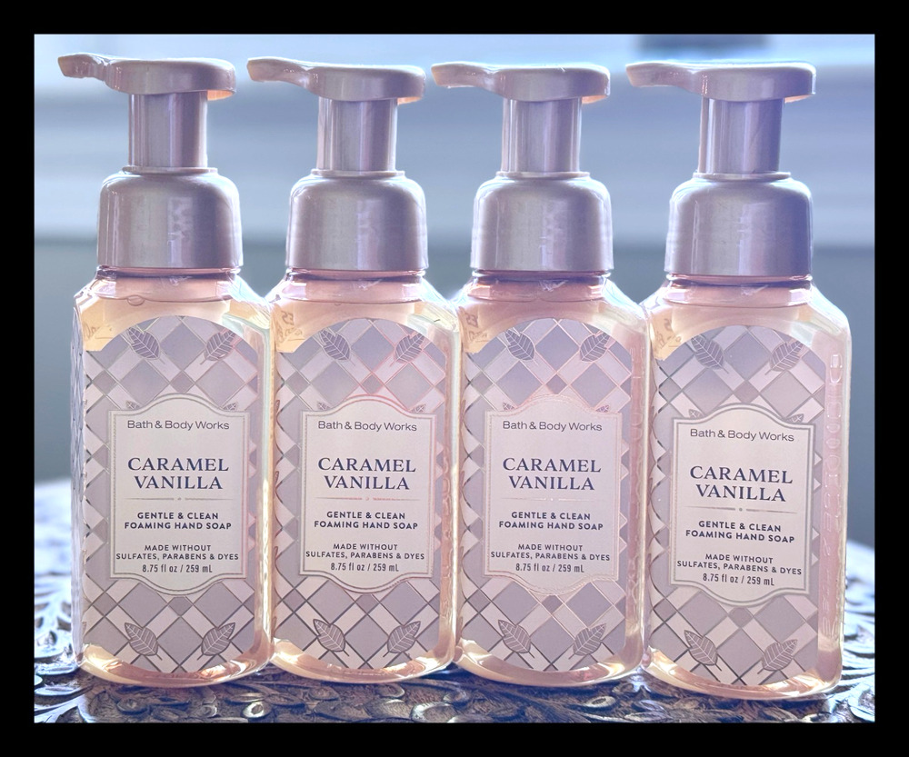 Bath & Body Works 8.75 oz Caramel Vanilla Gentle & Clean Foaming Hand Soap x4
